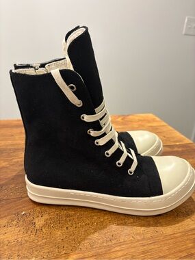Rick Owen’s Black Canvas High Top Ramones DRKSHDW  European Size 42 Us  8